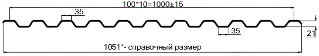 Фото: Профнастил оцинкованный С21 х 1000 (ОЦ-01-БЦ-0.45) в Наро-Фоминске