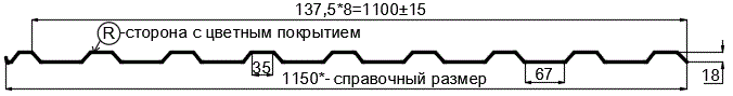 Фото: Профнастил МП20 х 1100 - R RETAIL (ПЭ-01-3005-СТ) в Наро-Фоминске