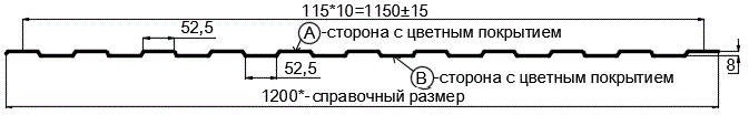 Фото: Профнастил С8 х 1150 - B Двусторонний (ПЭ_Д-01-8017-0.4±0.08мм) в Наро-Фоминске